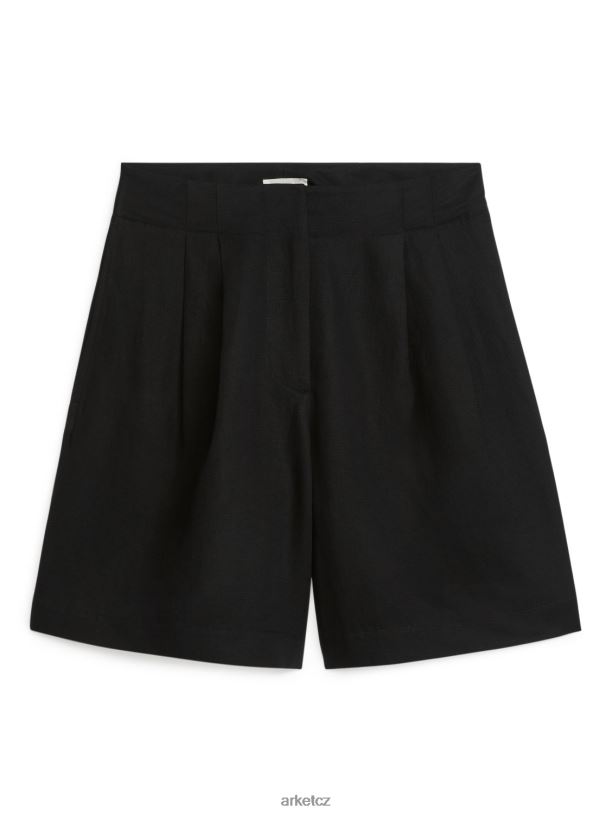 ženy ARKET oversized šortky ze směsi lnu oblečení Černá J8R2D186