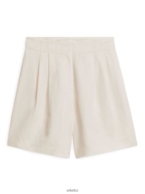 ženy ARKET oversized šortky ze směsi lnu oblečení špinavě bílé J8R2D184