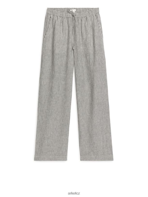 ženy ARKET plátěné kalhoty se stahovací šňůrkou oblečení šedobílá/černá J8R2D175
