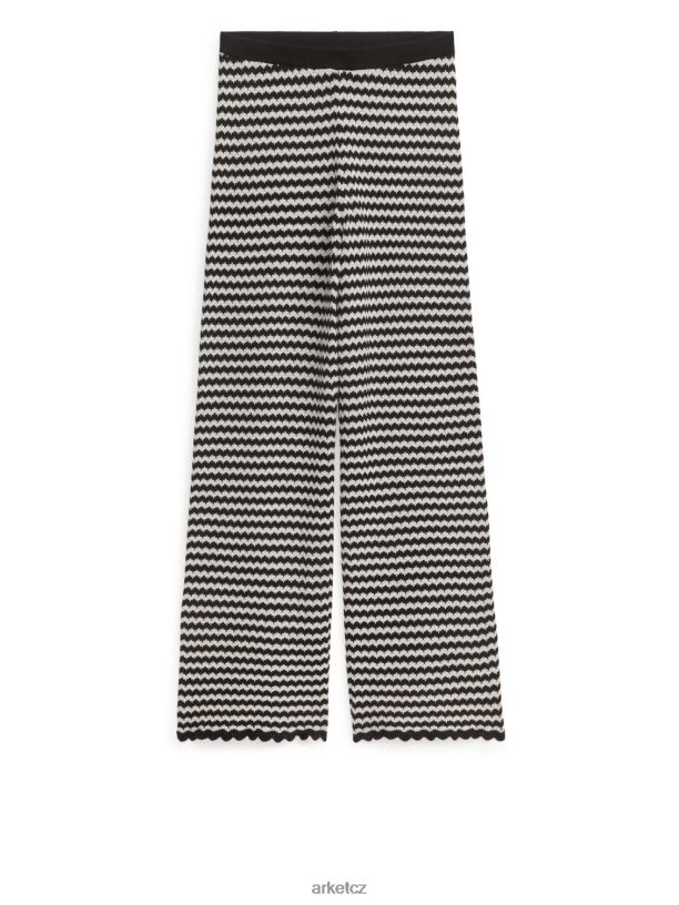 ženy ARKET pletené bavlněné kalhoty oblečení tmavě modrá/bílá J8R2D202