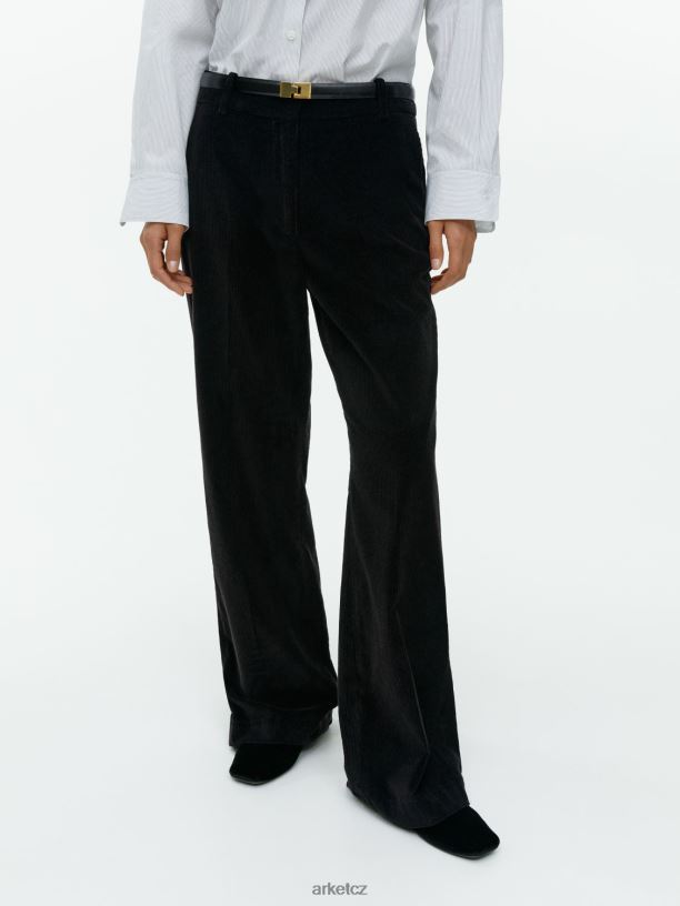 ženy ARKET rozšířené manšestrové kalhoty oblečení Černá J8R2D216