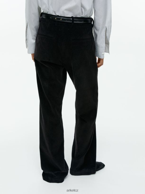 ženy ARKET rozšířené manšestrové kalhoty oblečení Černá J8R2D216