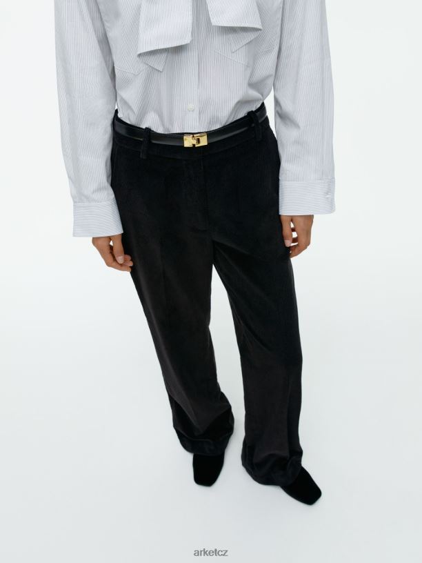 ženy ARKET rozšířené manšestrové kalhoty oblečení Černá J8R2D216