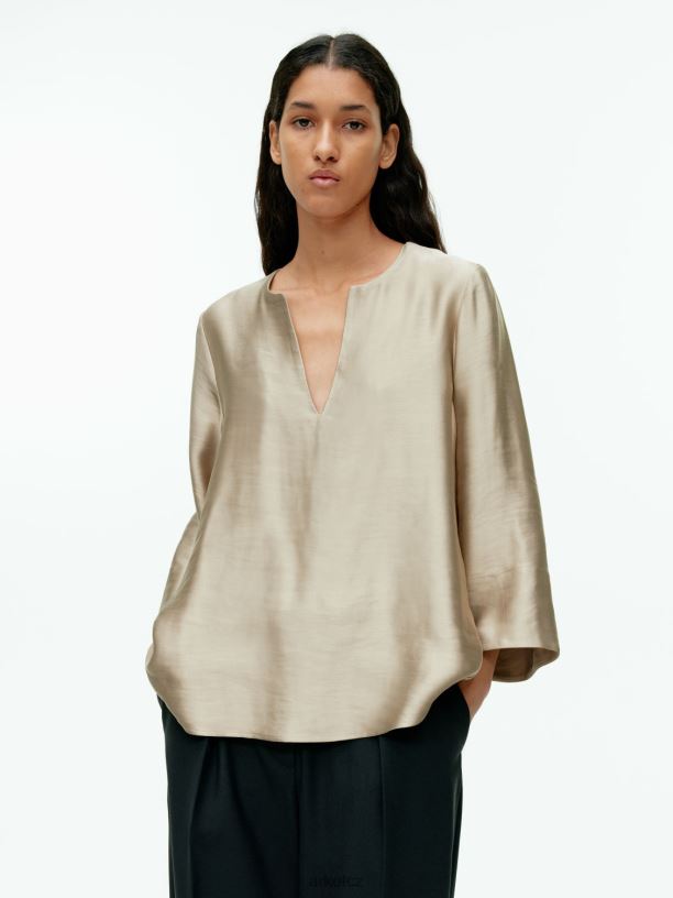 ženy ARKET halenka ze směsi lnu oblečení béžový J8R2D45