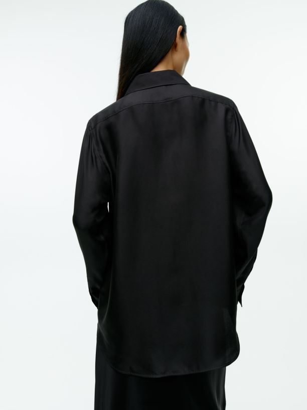 ženy ARKET hedvábná keprová košile oblečení Černá J8R2D55