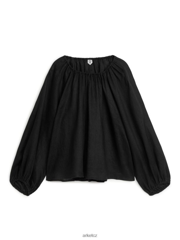 ženy ARKET objemná plátěná halenka oblečení Černá J8R2D11