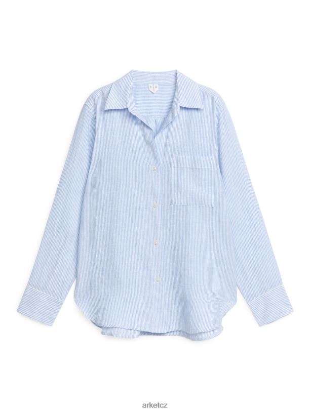 ženy ARKET plátěná košile oblečení světle modrá/bílá J8R2D10