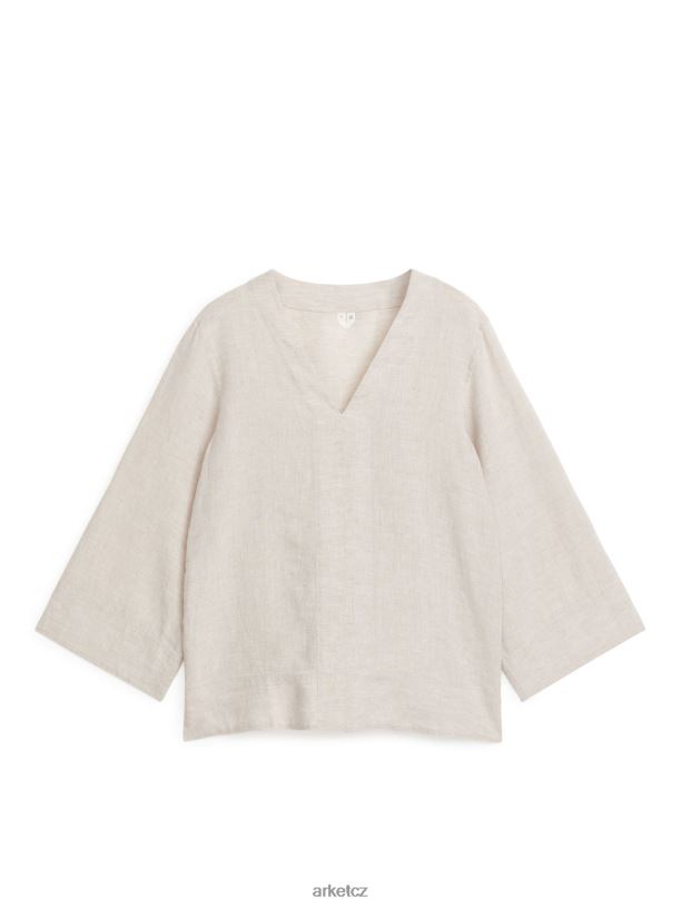 ženy ARKET pop-over lněná košile oblečení béžový J8R2D63