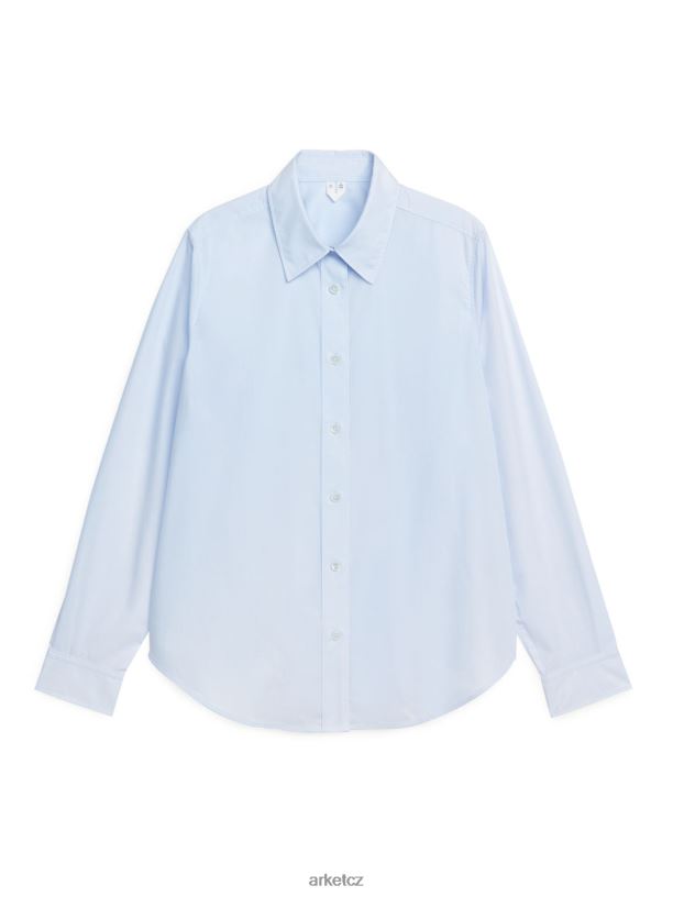 ženy ARKET popelínová košile rovného střihu oblečení světle modrá J8R2D66