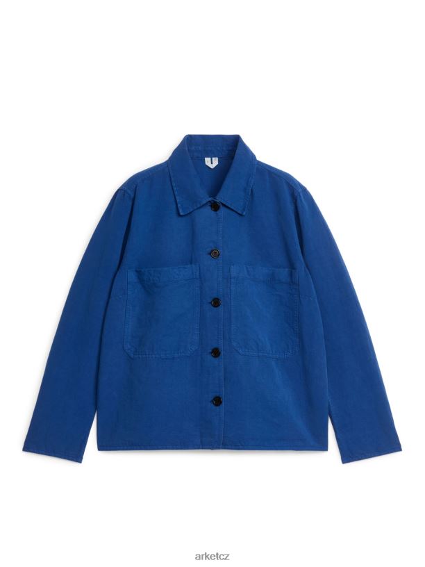 ženy ARKET triko ze směsi lnu oblečení zářivě modrá J8R2D48