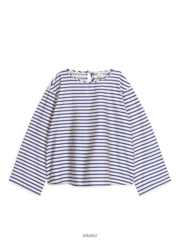 ženy ARKET vršek se zavazováním oblečení Modrá bílá J8R2D338