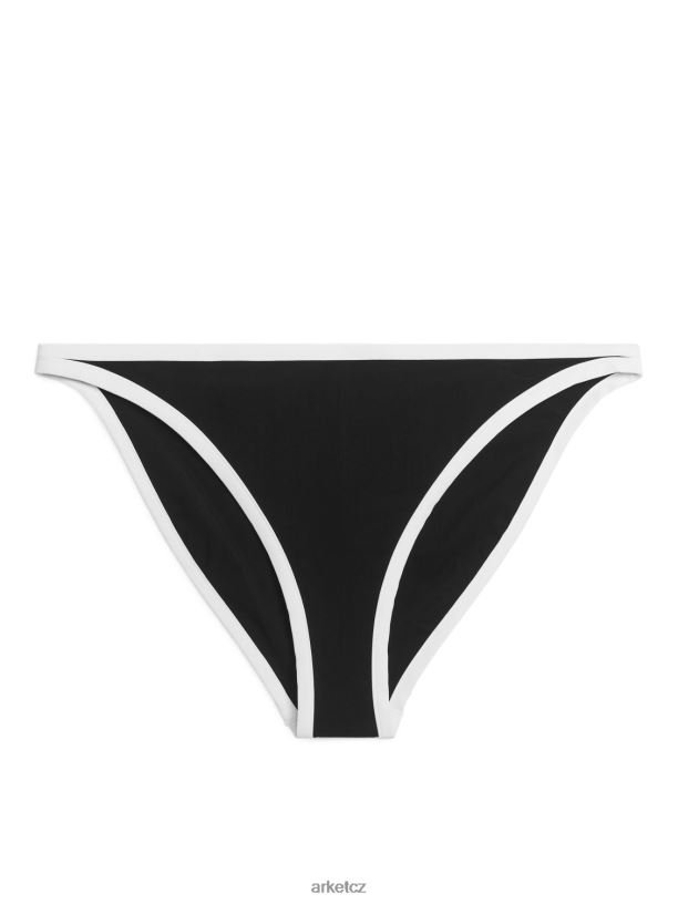 ženy ARKET kontrastní zavazovací spodní díl bikin oblečení Černá bílá J8R2D607
