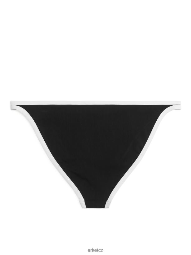 ženy ARKET kontrastní zavazovací spodní díl bikin oblečení Černá bílá J8R2D607