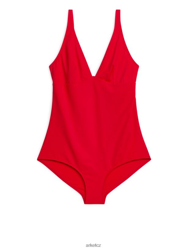 ženy ARKET plavky s výstřihem do V oblečení Červené J8R2D611