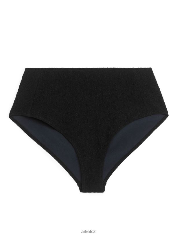 ženy ARKET texturovaný spodní díl bikin s vysokým pasem oblečení Černá J8R2D623