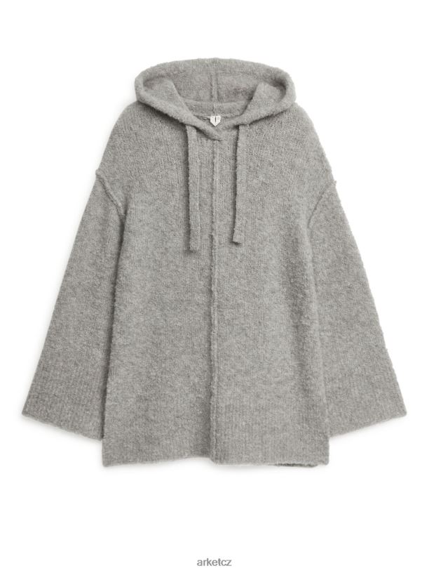 ženy ARKET Mikina s kapucí z boucle směsi alpaky oblečení Šedá J8R2D435