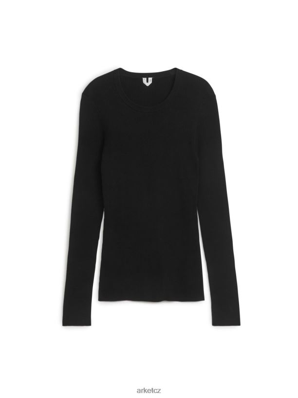 ženy ARKET žebrovaný bavlněný svetr oblečení Černá J8R2D408