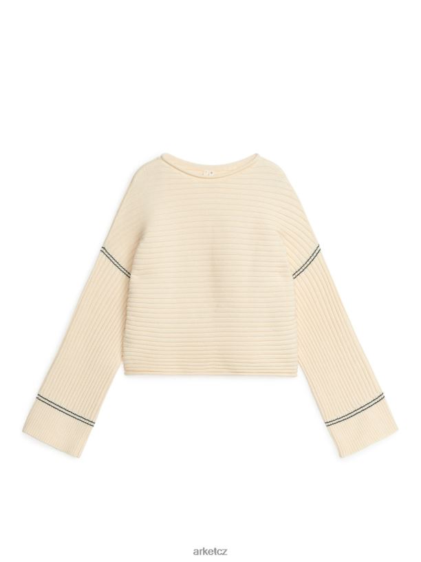 ženy ARKET žebrovaný bavlněný svetr oblečení špinavě bílá J8R2D400