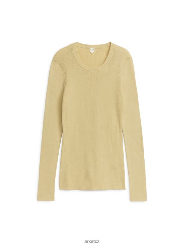 ženy ARKET žebrovaný bavlněný svetr oblečení vanilka J8R2D409