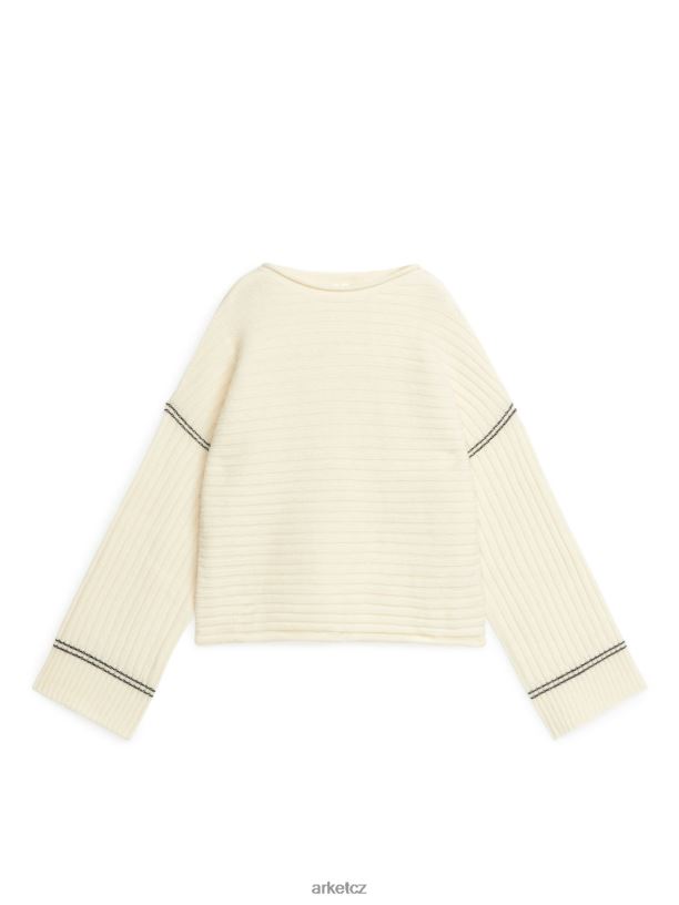 ženy ARKET žebrovaný vlněný svetr oblečení špinavě bílá J8R2D443