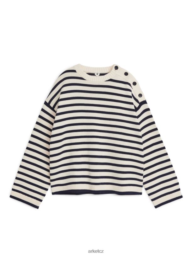 ženy ARKET oversized bavlněný svetr oblečení tmavě modrá/bílá J8R2D419