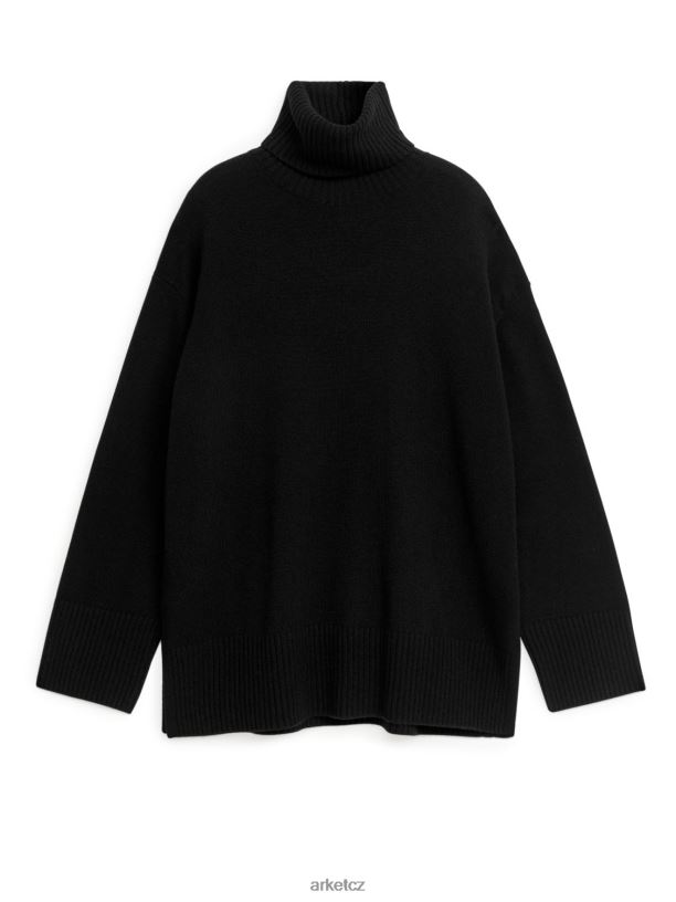 ženy ARKET oversized kašmírový svetr s rolákem oblečení Černá J8R2D439