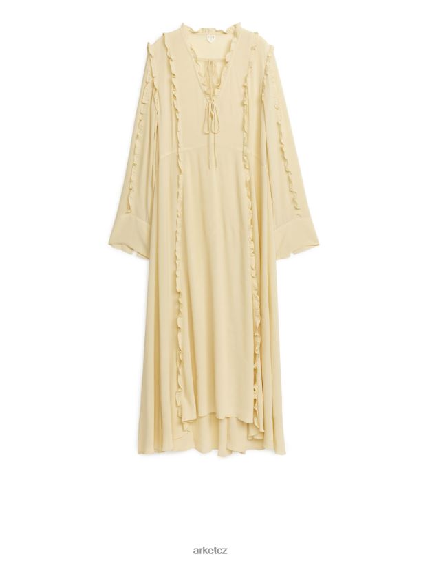 ženy ARKET řasené maxi šaty oblečení vanilka J8R2D122