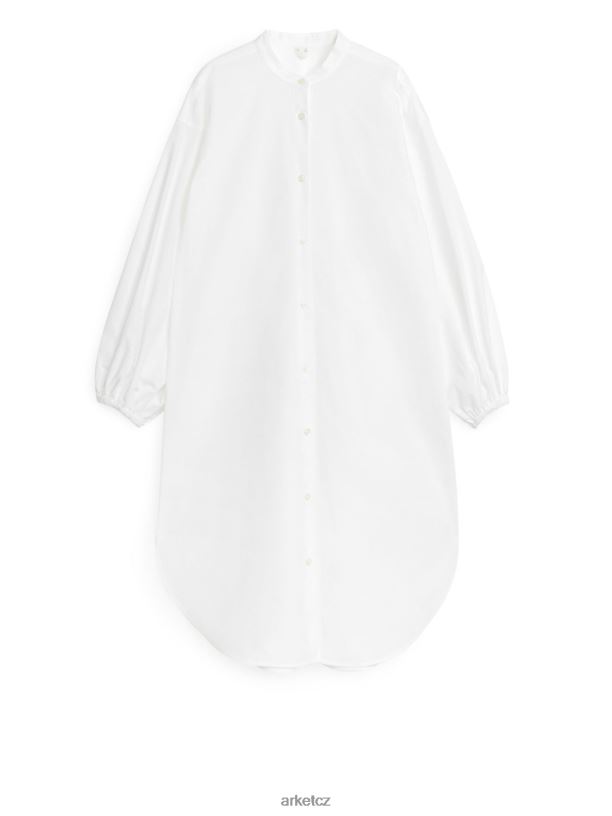 ženy ARKET šaty s balonovým rukávem oblečení bílý J8R2D72