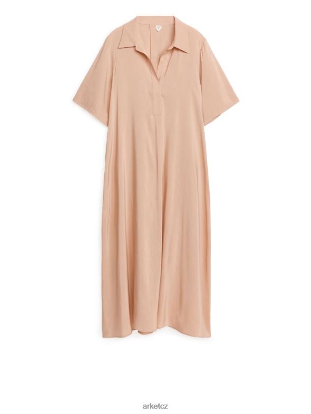 ženy ARKET šaty ze směsi lnu oblečení béžový J8R2D121