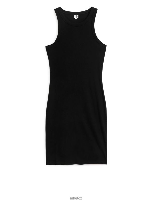 ženy ARKET žebrované tankové šaty oblečení Černá J8R2D75