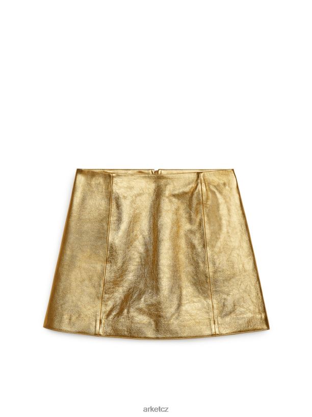 ženy ARKET kožená minisukně oblečení zlato J8R2D265