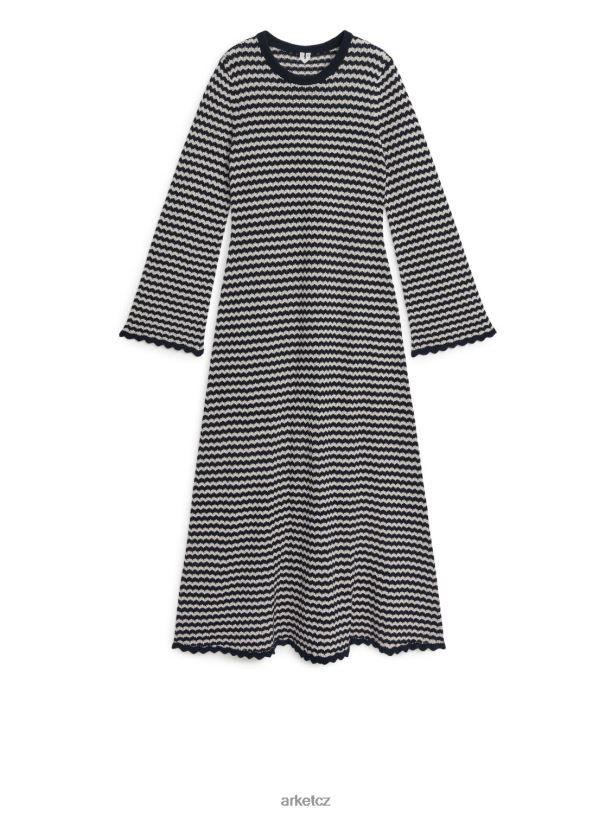 ženy ARKET pletené šaty oblečení šedobílá/tmavě modrá J8R2D132