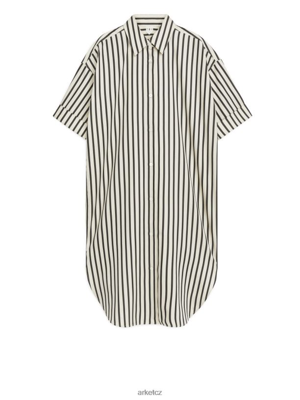 ženy ARKET popelínové košilové šaty oblečení šedobílá/černá J8R2D71