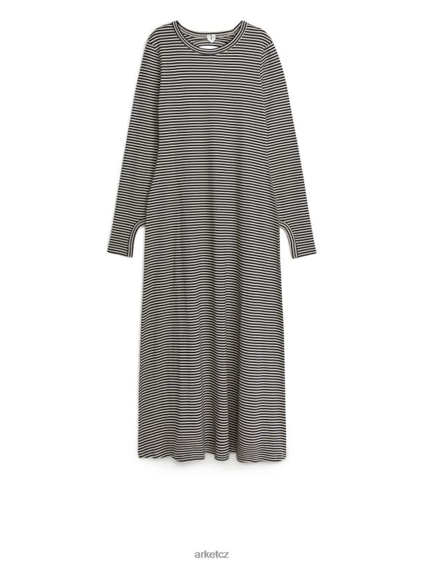 ženy ARKET pruhované žerzejové šaty oblečení Černá bílá J8R2D131