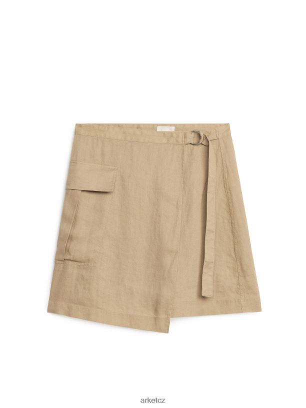 ženy ARKET užitková lněná sukně oblečení tmavě béžová J8R2D237