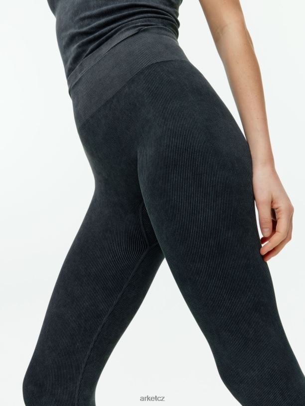 ženy ARKET žebrované bezešvé punčochové kalhoty oblečení vyprané černé J8R2D508