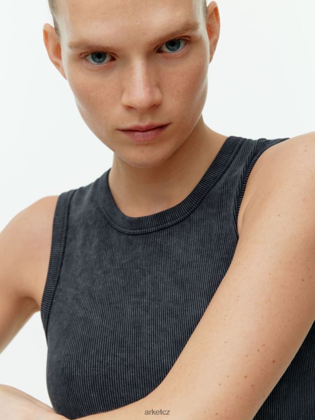 ženy ARKET žebrované bezešvé tílko oblečení vyprané černé J8R2D507