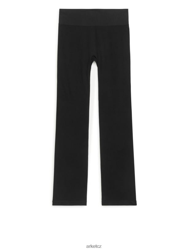 ženy ARKET rozšířené bezešvé žebrované legíny oblečení Černá J8R2D506
