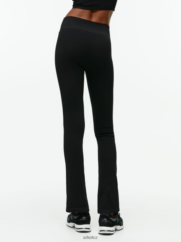 ženy ARKET rozšířené bezešvé žebrované legíny oblečení Černá J8R2D506