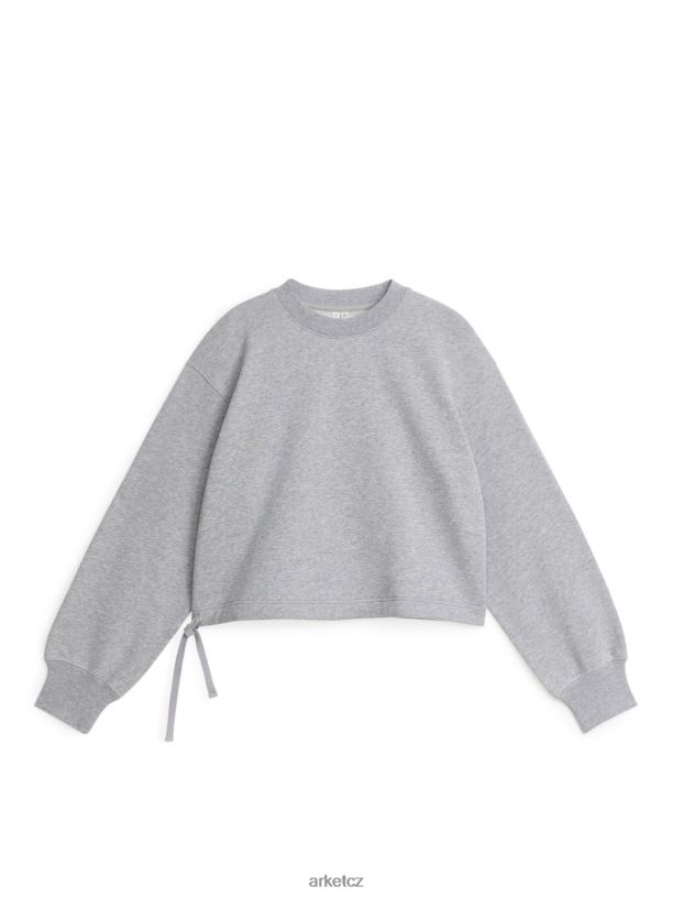 ženy ARKET zkrácená mikina se stahovací šňůrkou oblečení šedá melanž J8R2D505