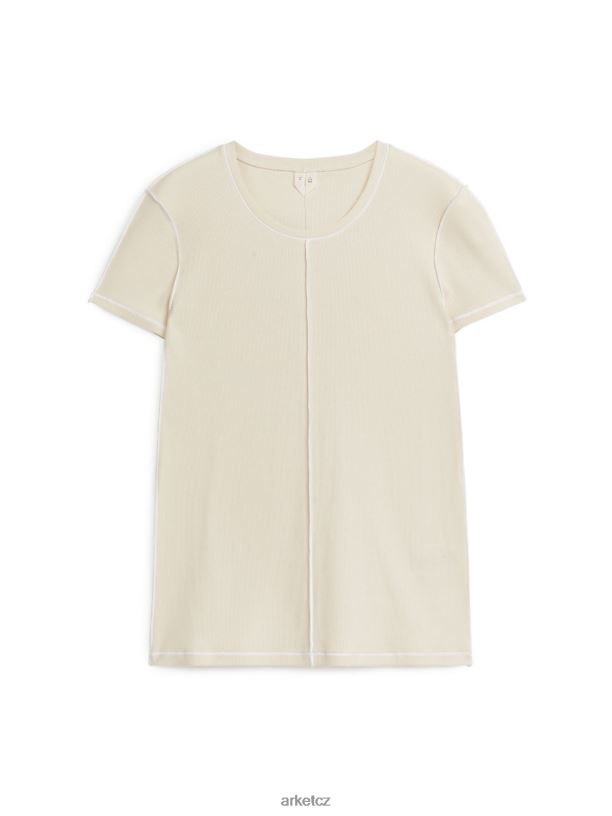 ženy ARKET bavlněné tričko slim fit oblečení šedobílá/bílá J8R2D311