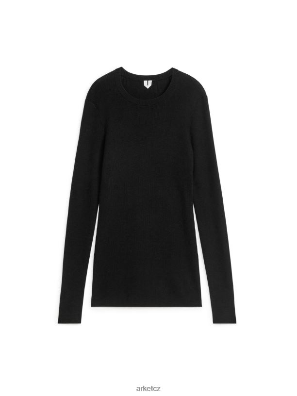 ženy ARKET žebrovaný merino top oblečení Černá J8R2D356
