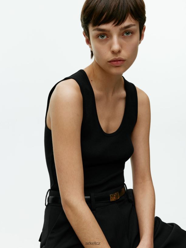 ženy ARKET žebrované tílko oblečení Černá J8R2D364