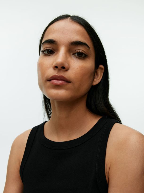 ženy ARKET žebrované tílko oblečení Černá J8R2D384