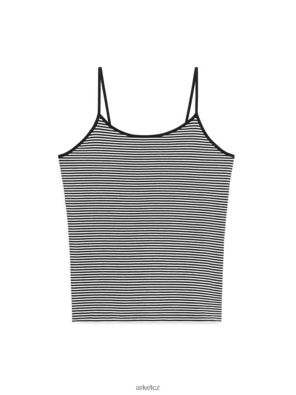 ženy ARKET žerzejový pásek top oblečení Černá bílá J8R2D366