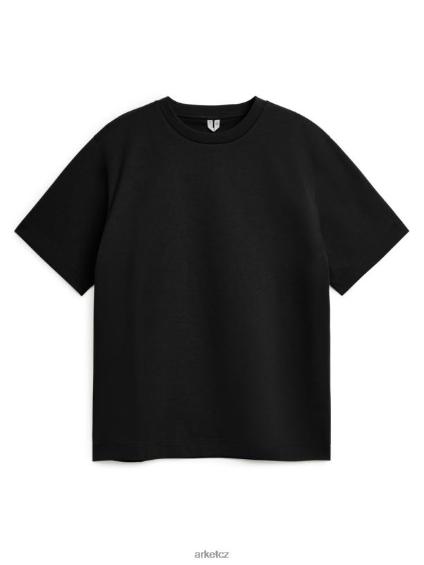 ženy ARKET interlockové tričko oblečení Černá J8R2D1010
