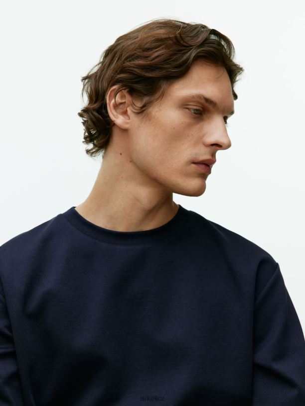 ženy ARKET interlockové tričko oblečení tmavě modrá J8R2D1009