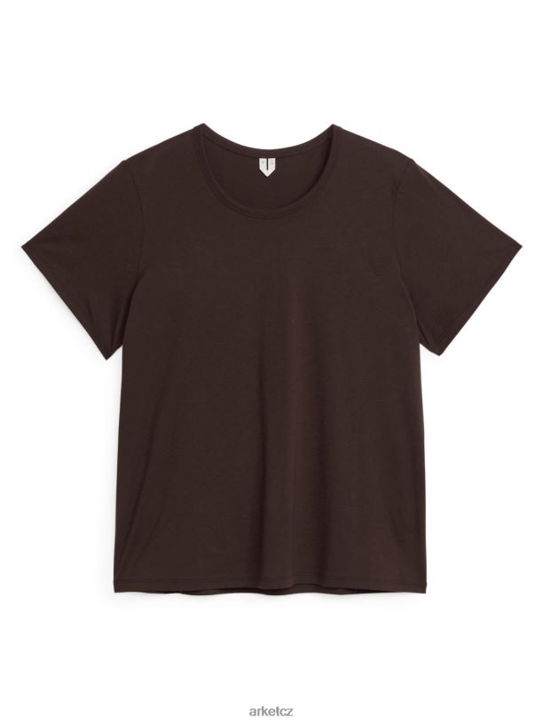 ženy ARKET lehké bavlněné tričko oblečení tmavě hnědá J8R2D295
