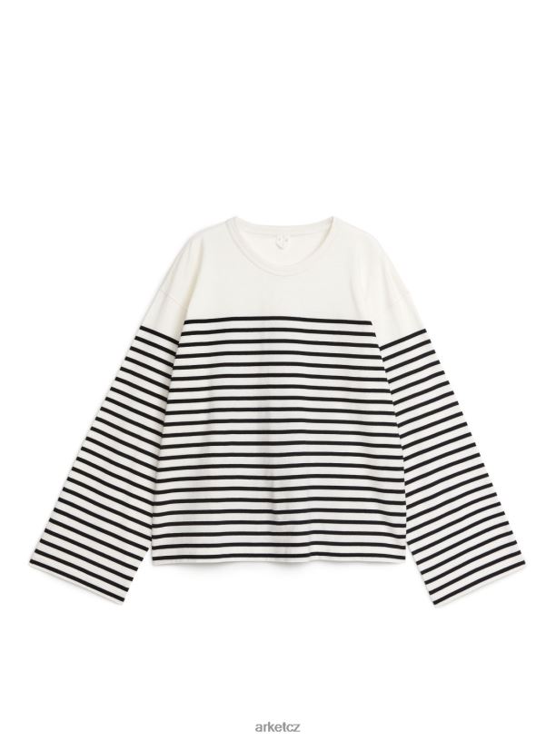 ženy ARKET oversized tričko oblečení šedobílá/černá J8R2D324