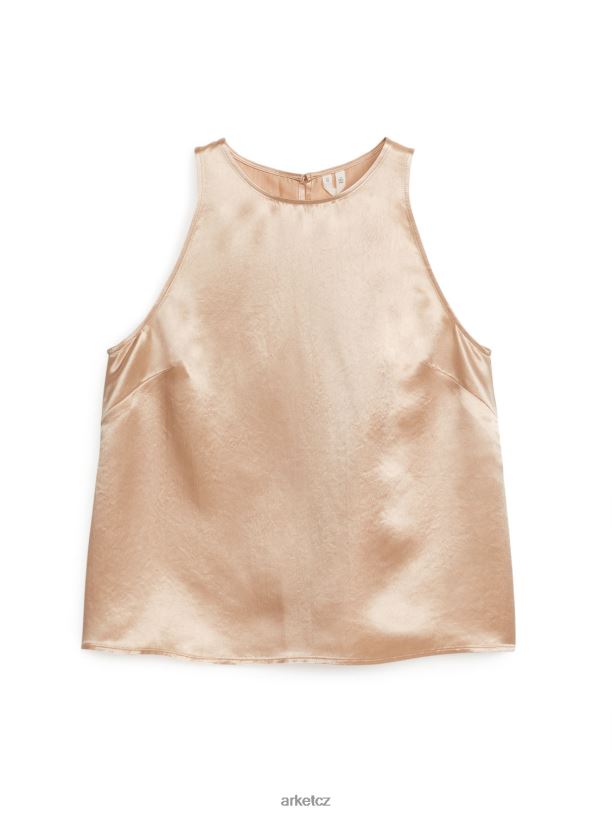 ženy ARKET saténový top bez rukávů oblečení béžový J8R2D41